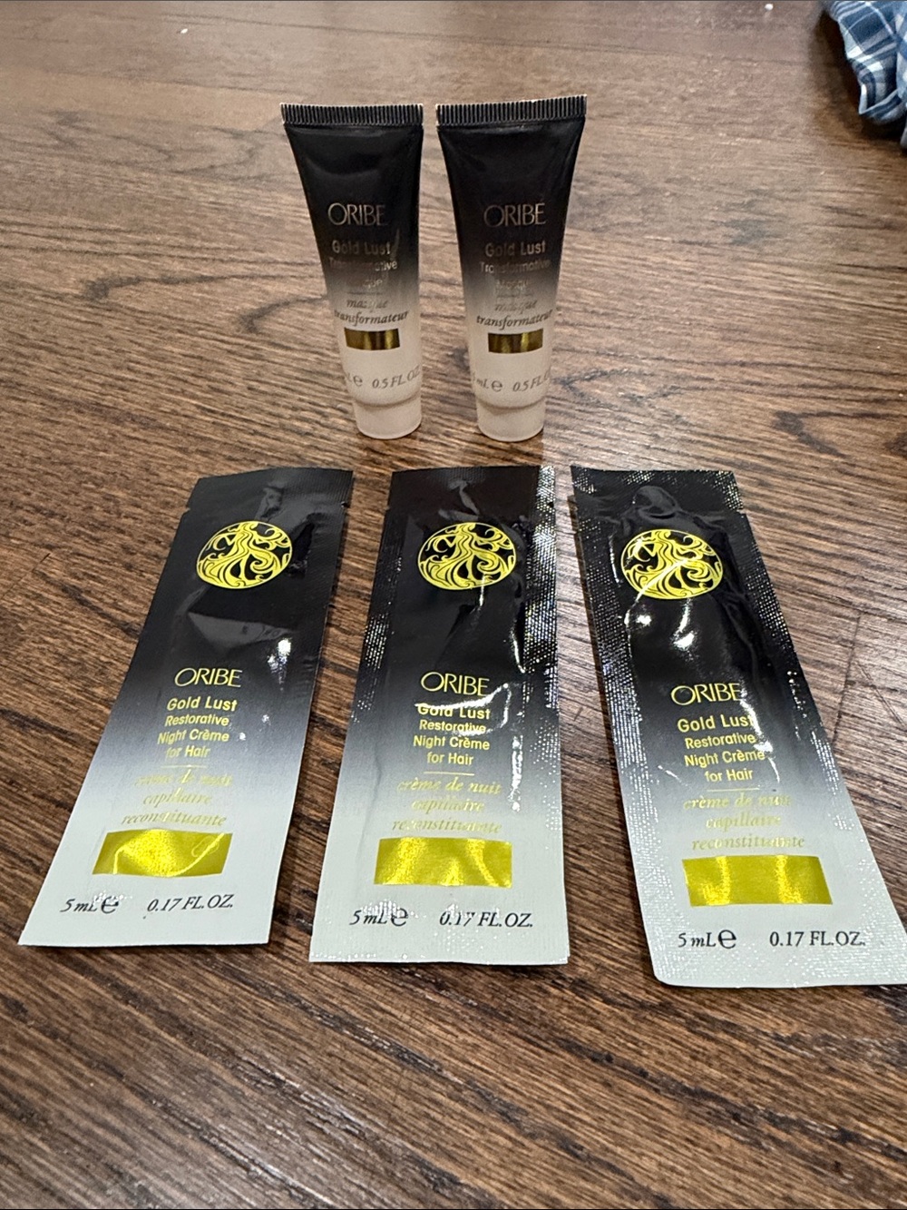 Oribe Gold Lust Restorative Night Crème Sachets- set of 3 & Gold Lust masque